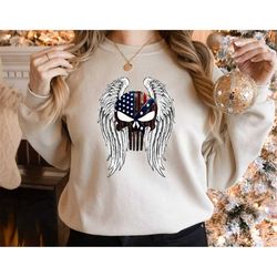 american flag skull sweatshirt 4th of july gift memorial day