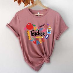 teacher heart t shirt teacher school supplies shirt funny