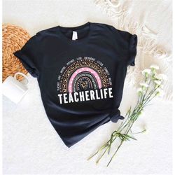 rainbow teacher t shirt teach love inspire motivate lead