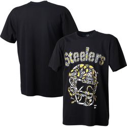 Mens Pittsburgh Steelers  Distortedd Black LEADERS T-Shirt