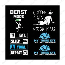 yoga beast mode svg, coffee cats & yoga mats svg, namaste svg, quotes svg, designs yoga bundle svg, yoga svg, buddha svg
