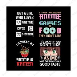 just a girl who loves anime svg, anime & ramen svg, designs anime bundle svg, anime svg, ramen svg, manga svg, digital d