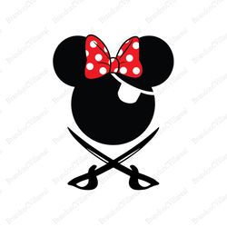 minnie mouse pirate svg, minnie mouse head svg, disney svg, disney characters svg, cartoon, movie silhouette
