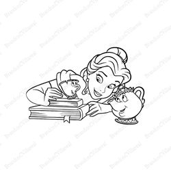 princess belle and the magic tea set svg, mrs. pott and chip svg, disney princess svg, beauty and the beast svg