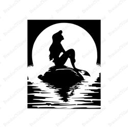 princess ariel sitting under the sunset svg, the little mermaid svg, ariel svg, disney princess svg, disney characters,