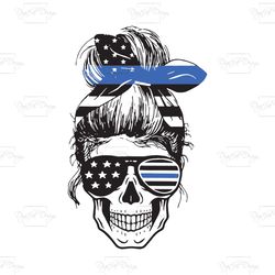 mom life skull svg, trending svg, american flag skull svg, messy bun skull, mom life svg, momlife skull svg, patriotic s