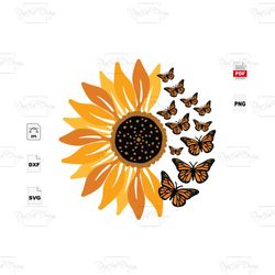 sunflowers with butterflies, trending, sunflower lover, sunflower svg, butterflies, sunflower print, butterflies shirts,