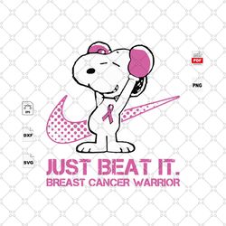 just beat it, breast cancer warrior, snoopy, snoopy svg, breast cancer svg, cancer awareness, black girl svg, cancer rib