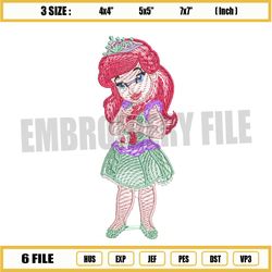 young princess ariel embroidery png