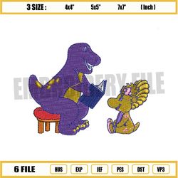 barney teaching baby bop embroidery png