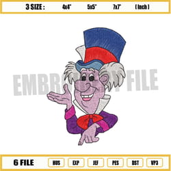 alice in wonderland mad hatter embroidery png