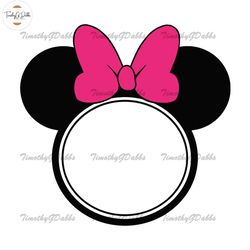 pink bow black white minnie mouse head svg