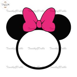 black white pink bow minnie mouse head svg