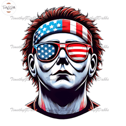 michael myers 4th of july png, horror usa flag patriotic png