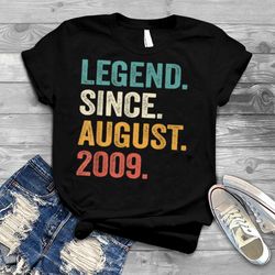 13th birthday gift 13 years old boy legend since august 2009 t shirt