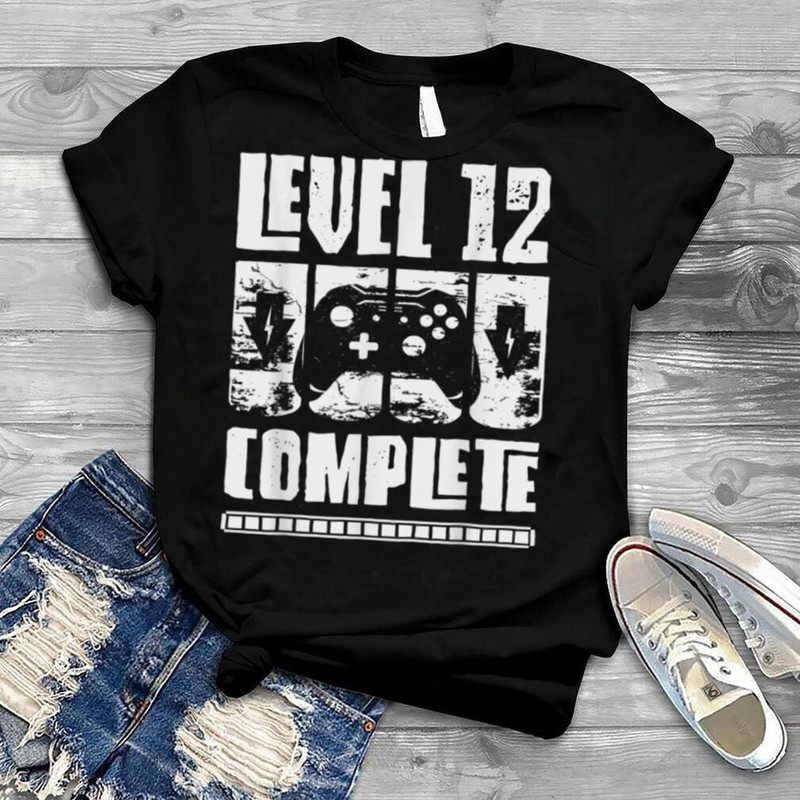 12 Year Birthday Shirt Boy Gamer Level 12 Complete T Shirt.jpg