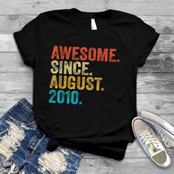 12 year old gift awesome since august 2010 12th birthday boy t shirt