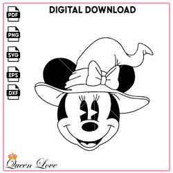 Witch Minnie Mouse Svg Digital Files, Halloween Coloring Pages, Kids Coloring Pages