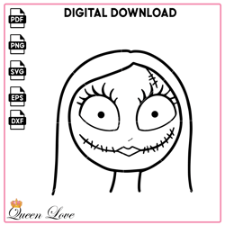 Sally Profile Svg Digital Files (the Nightmare Before Christmas), Halloween Coloring Pages, Kids Coloring Pages
