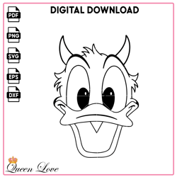 Devil Donald Duck Svg Digital Files, Halloween Coloring Pages, Kids Coloring Pages
