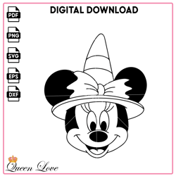 Halloween Minnie Mouse Witch Svg Digital Files, Kids Coloring Pages, Halloween Coloring Pages