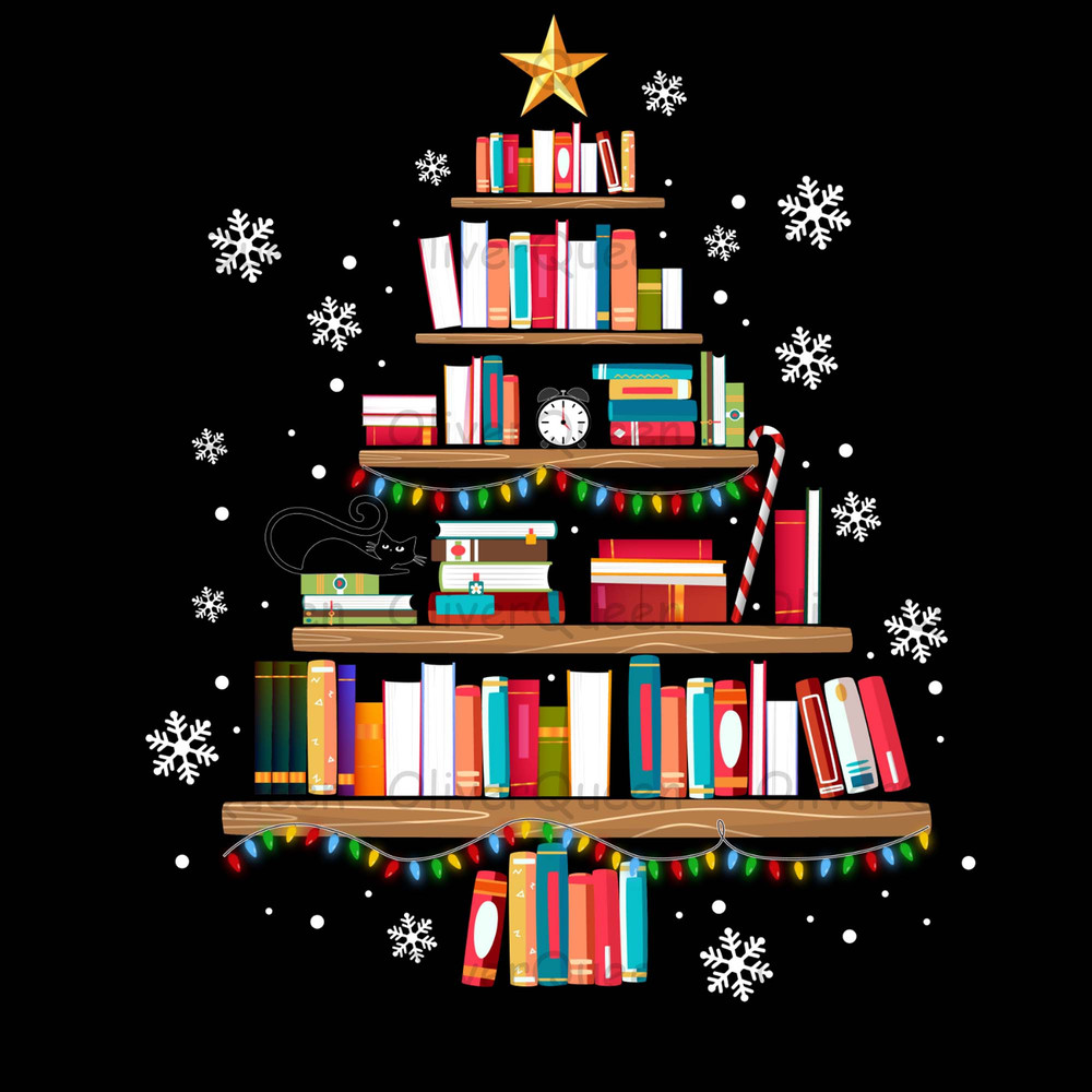 Book Pine Tree, Nurse Christmas png, Merry Christmas png.jpg