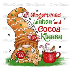 Gingerbread wishes and cocoa kisses, Christmas png, Gingerbread Christmas