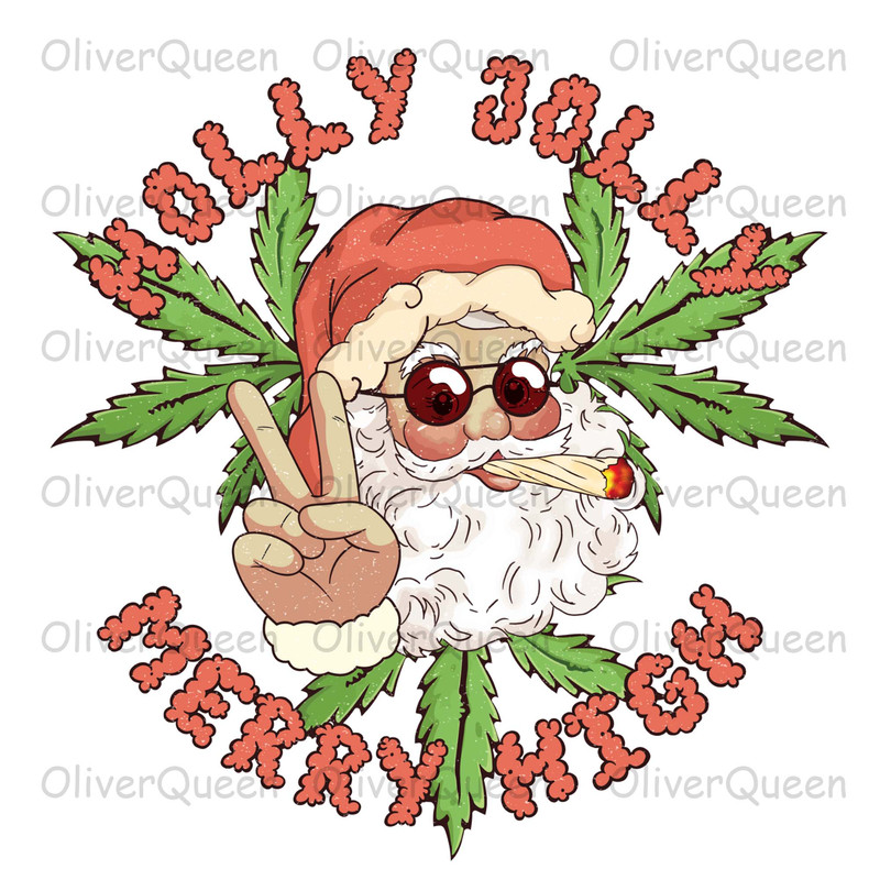 Holly Jolly Merry High, Christmas png, Christmas weed.jpg