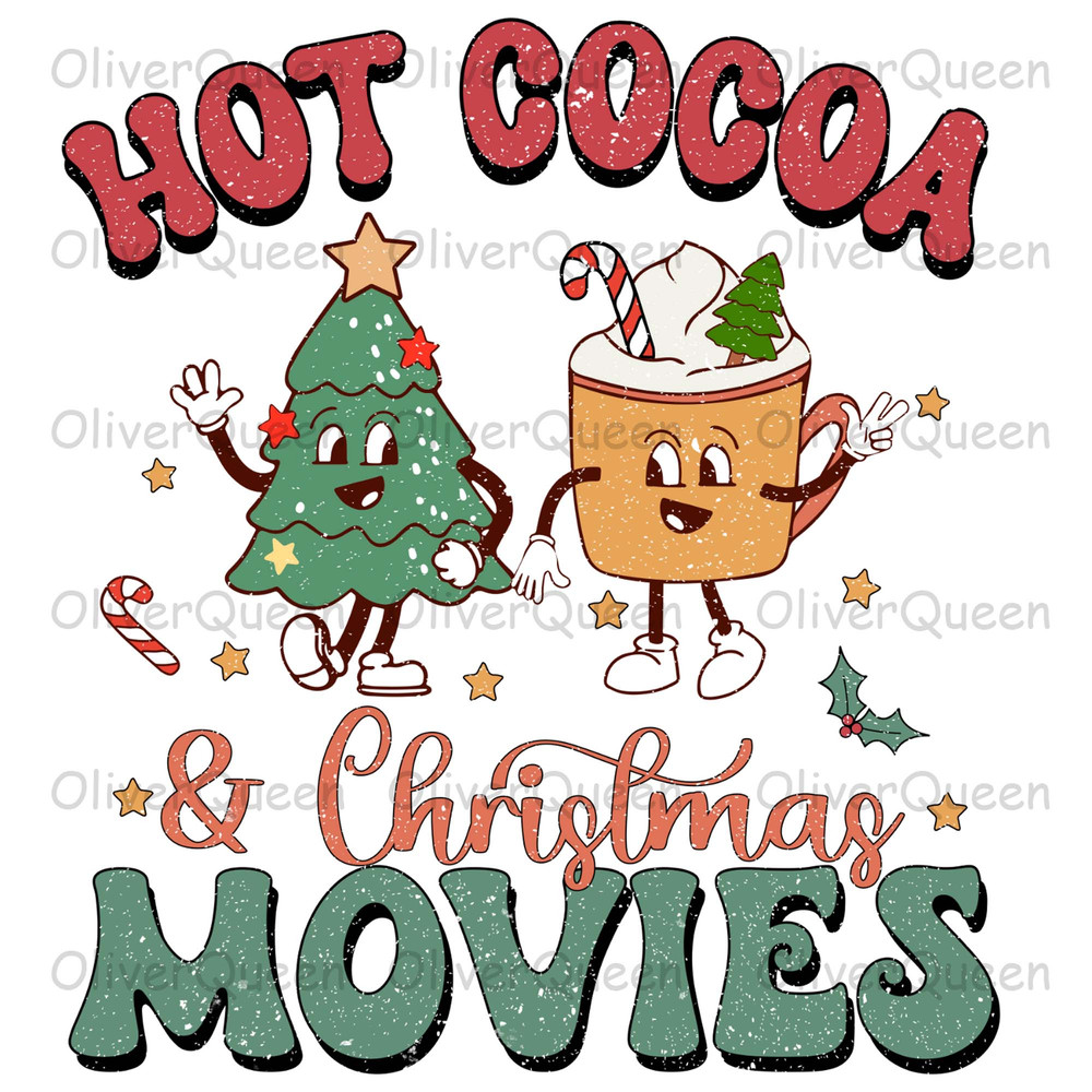 Hot Cocoa & Christmas, Retro Christmas Sublimation png, Merry Christmas png.jpg