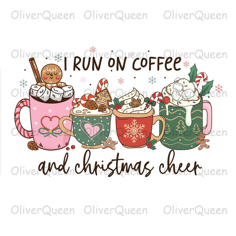 I Run On Coffee And Christmas Cheer, Retro Christmas PNG, Christmas png.jpg