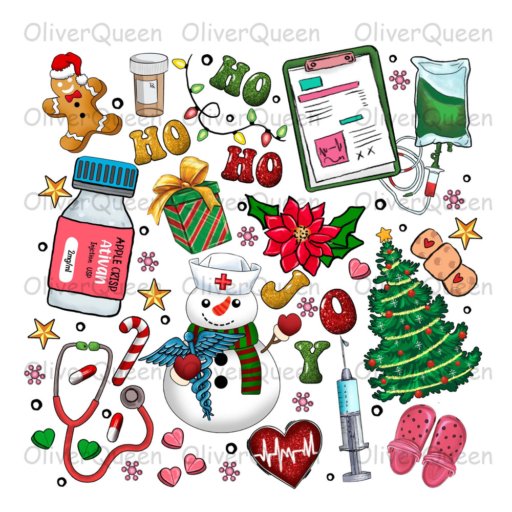Nurse Doodle, Nurse Christmas png, Merry Christmas png.jpg