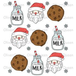santa & milk & cookie, christmas kid png, merry christmas png