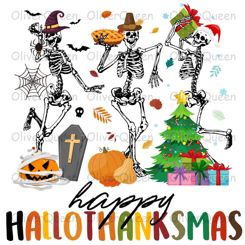 Skeleton Hallothanksmas, Christmas png, Halloween PNG, Happy hallothanksmas png.jpg