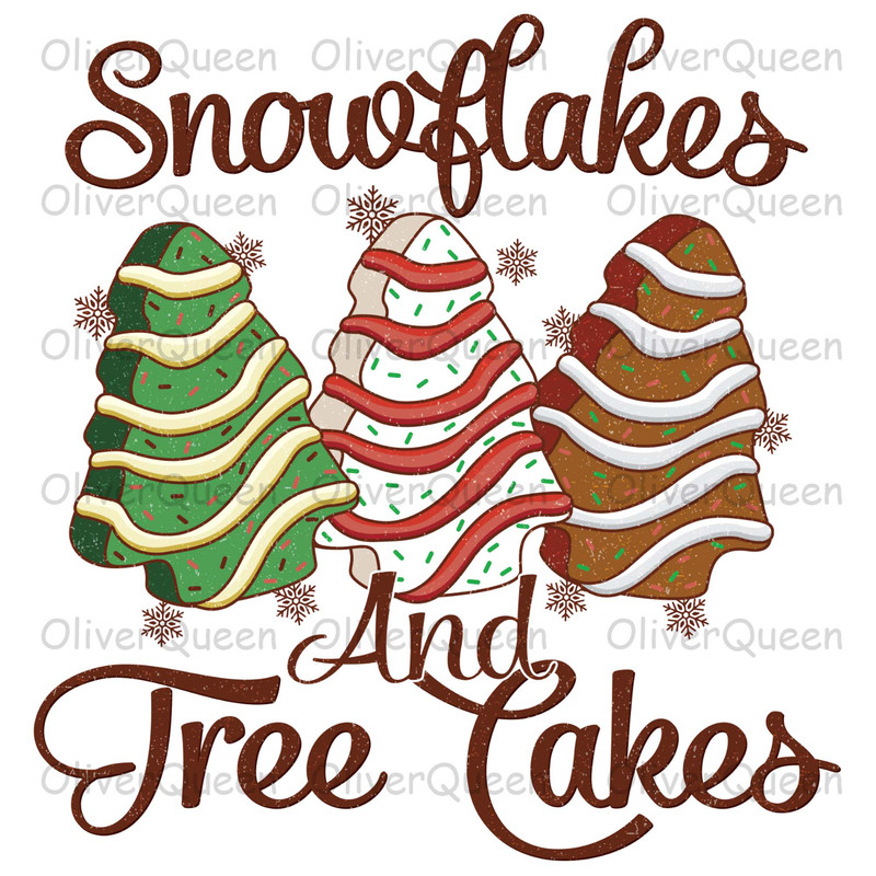 Snowflakes And Tree Cakes, Christmas png, Christmas Tree Cake Sublimation.jpg