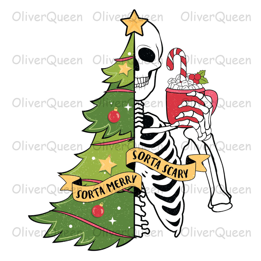 Sorta Merry Sorta Scary, Christmas Skeleton png, Merry Christmas png.jpg
