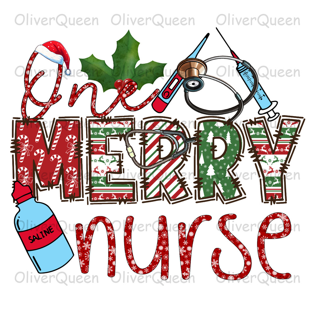 One Merry Nurse, Christmas PNG, Christmas PNG Sublimation.jpg