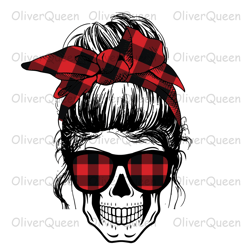 Red Plaid New Layered Mom Skull Sublimation , Christmas PNG, Christmas PNG Sublimation