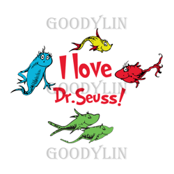 i love dr seuss fish svg, dr seuss svg, fish svg, love dr seuss svg, cat in the hat svg, dr seuss gifts, dr seuss shirt