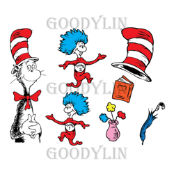 dr seuss thing 1 thing 2 bundle svg, dr seuss svg, dr seuss bundle svg, thing 1 thing 2 svg, cat in the hat svg