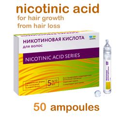 Nicotinic acid set -50 ampoules, from hair loss, for healthy beautiful hair and fast growth