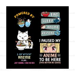 powered by anime svg, eat sleep anime & repeat svg, designs anime bundle svg, anime svg, ramen svg, manga svg, digital d