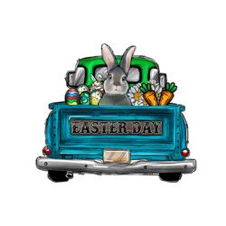 Funny Happy Easter Day Bunny Carrot Egg Truck PNG