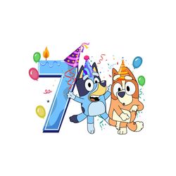 Happy Seventh Birthday Bluey Bingo PNG