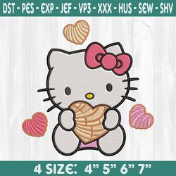 Hello Kitty Concha Pan Dulce Embroidery Designs, Valentine Day Embroidery Designs, Hello Kitty Embroidery Designs