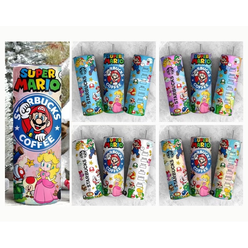 Cartoon Tumbler Wrap Bundle 20oz Skinny Tumbler Sublimation Design Sublimation Design Mario Tumbler 20oz Tumbler 0