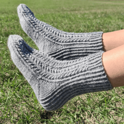 hand-knit wool lace socks