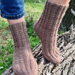 hand knit wool blend quarter socks