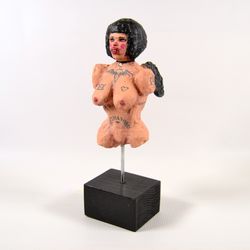 Mrs. Voron. Hand made Sculpture. Erotic, Nude, Zombie art, Mutant Horror Dark art creepy Outsider Art. Acrylic