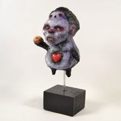 Mr. Two golovi. Hand made Sculpture. Erotic, Nude, Zombie art, Mutant Horror Dark art creepy Outsider Art. Acrylic