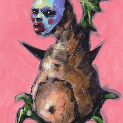 Mr. Mnogonogii. Zombie painting original art, Horror Dark art creepy Contemporary Outsider Art. Acrylic, paper
